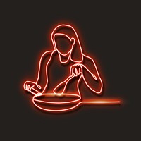 Neon red woman vector illustration