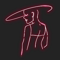 Neon red woman vector illustration