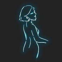 Neon blue woman vector illustration