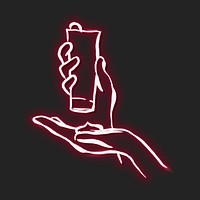 Neon red hand vector illustration