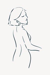 Beige woman vector line illustration