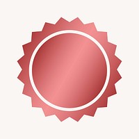 Jagged circle, simple metallic red badge  collage element vector