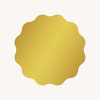 Jagged circle, gradient metallic gold badge  collage element vector