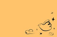 Cute bird, orange background illustration remix