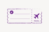 Purple outline plane ticket vector