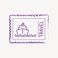 Purple ship travel stamp isolated design