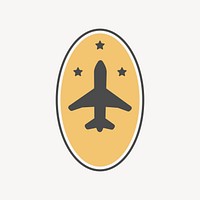 Yellow airplane badge vector