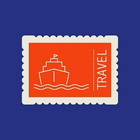 Red ship postage stamp vector