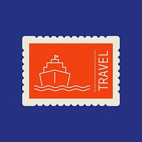 Red ship postage stamp isolated design
