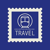 Blue travel stamp isolated design