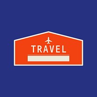 Red pentagon travel badge vector