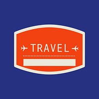 Red geometric travel badge isolated design