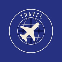 Blue travel badge vector