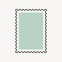 Green rectangle postage stamp isolated design