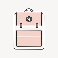 Pink travel backpack icon illustration, isolated design