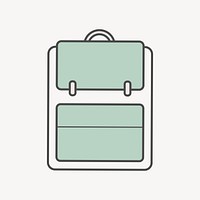 Mint green backpack icon illustration, isolated design