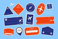 Colorful travel badges set psd