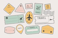 Colorful travel badges set psd