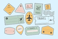 Cute travel badges set psd