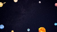 Galaxy planets frame background, cute space illustration