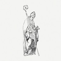 Bishop line art vintage illustration psd. Free public domain CC0 image.