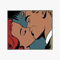 Couple kissing vintage illustration vector. Free public domain CC0 image.