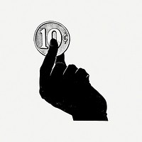 10 cents coin collage element psd. Free public domain CC0 image.
