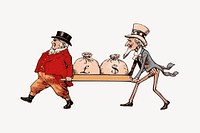 Investment cartoon vintage illustration vector. Free public domain CC0 image.