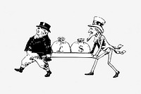 Investment cartoon vintage illustration. Free public domain CC0 image.
