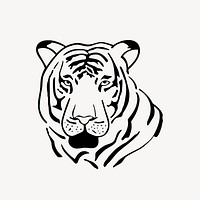 Wild tiger vintage illustration vector. Free public domain CC0 image.