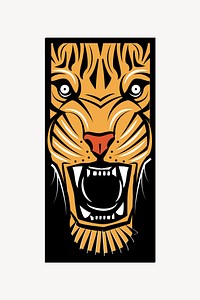 Tiger wood cut collage element vector. Free public domain CC0 image.