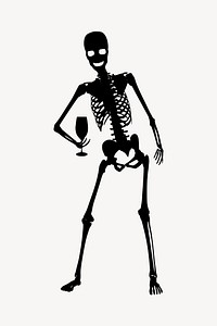Human skull with drink silhouette collage element vector. Free public domain CC0 image.