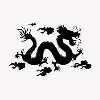 Chinese dragon silhouette collage element vector. Free public domain CC0 image.