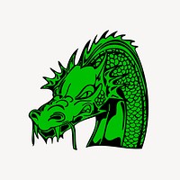 Green dragon collage element vector. Free public domain CC0 image.