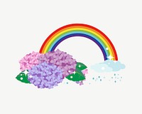 Rainbow sky and flowers design element psd. Free public domain CC0 image.