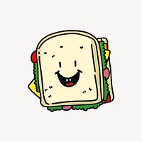 Sandwich doodle illustration vector. Free public domain CC0 image.
