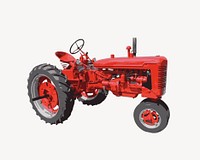 Red farm tractor collage element vector. Free public domain CC0 image.