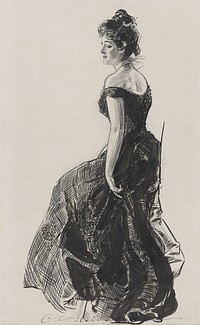 Woman in black evening dress (1901) by Charles Dana Gibson