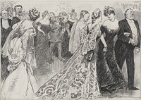 In diplomatic circles. Mr. Tagg is fascinated by Washington society and decides to go into politics : he enjoys a vision of himself at the Court of Saint James (1904) by Charles Dana Gibson