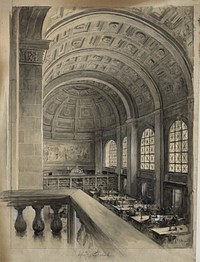 The reading room -- Bates Hall (1896) by Ernest C Peixotto