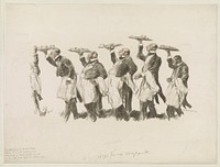 Hundreds of black waiters marched in with each course in military order (1919) by George Hand Wright