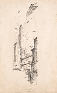 Skyscrapers and airplanes (1924) by F C  Frederick Coffay Yohn