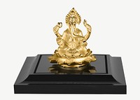 Gold Ganesha statue black base collage element psd