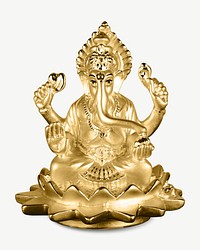 Golden Ganesha statue collage element psd