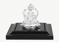 Silver Ganesha statue black base collage element psd