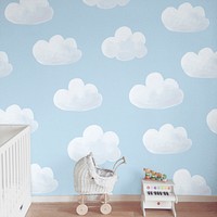 Baby room wall mockup, interior design psd