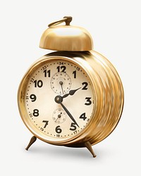 Vintage gold table alarm clock collage element psd