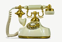 White and gold vintage phone, psd