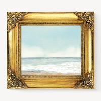 Beach vintage painting framed on a wall