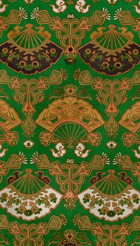 Green Japanese fan mobile wallpaper, traditional pattern.  Remixed by rawpixel.